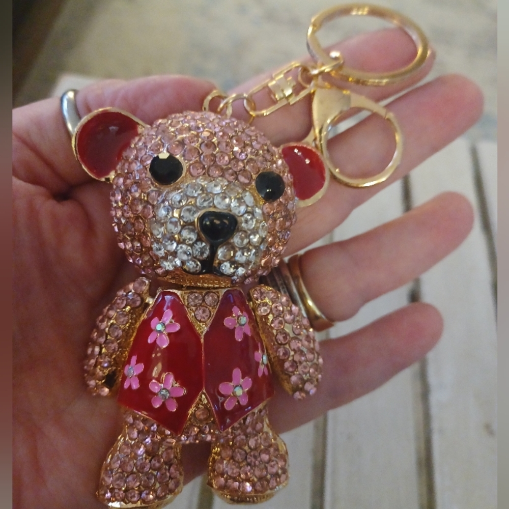 Rhinestone bling ARTICUALTED BEAR BAG CHARM